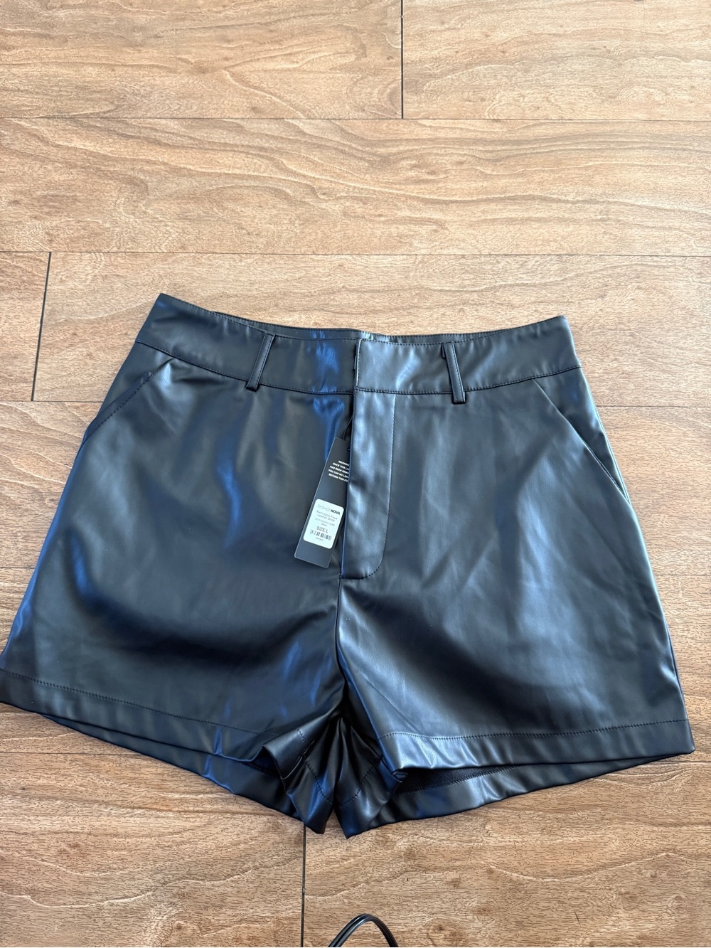 Fashion Nova Black Faux Leather High-Waist Shorts